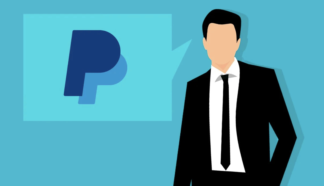 Man in suit and PayPal logo