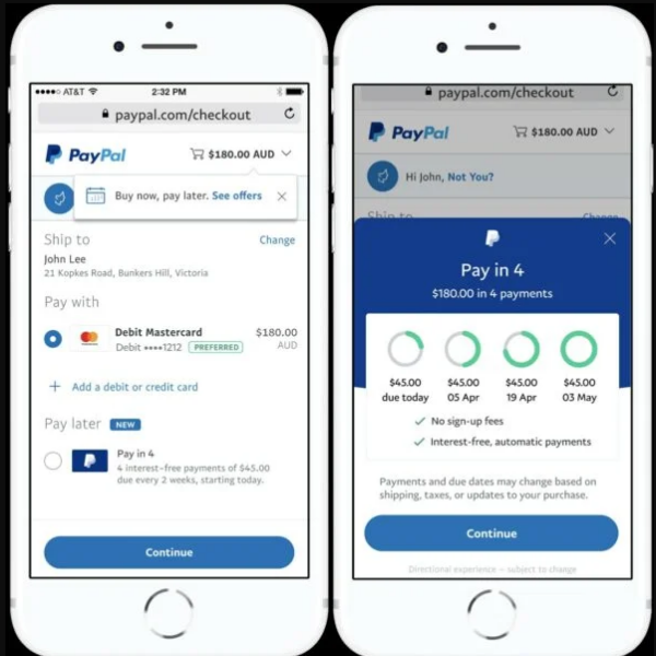 PayPal Pay In 4 mobile version